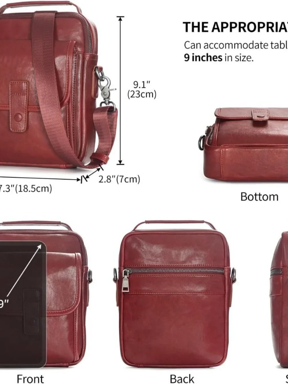 Men's Maroon Leather Shoulder Sling Travel Crossbody Stylish Magnetic Buckle Bag